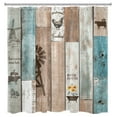 thumbnail image 2 of HVEST Rustic Wooden Shower Curtain with Hooks, 72x78 Inch Farmhouse Brown Teal Vintage Planks Barn Door Shower Curtains for Bathroom, Polyester Fabric Wood Boards Bathroom Decor Waterproof, 2 of 6