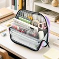 thumbnail image 6 of Standing Pencil Case with Base Large Capacity Stationery Pouch Pen Bag with Zipper for Women Men Pink and Purple Flowers, 6 of 7