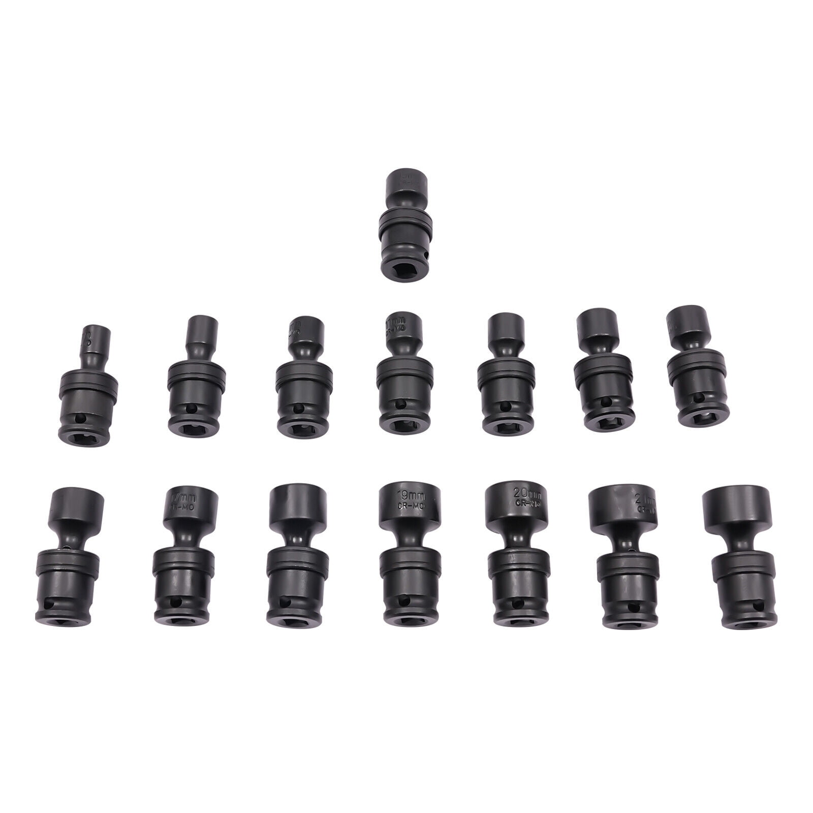 Universal Joint Socket Set 15PCS 3/8" Socket Set 8mm-22mm Swivel Socket Set - Black Red