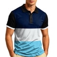 thumbnail image 2 of Trendy Mens Polo Shirt Short Sleeve Half Zipper Color Block Polo Contrast Color Slim Fit Casual Shirts, 2 of 4