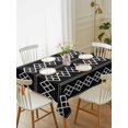 thumbnail image 2 of Black Boho Rectangle Tablecloth, Vintage Ethnic Tribe Abstract Art Geometric Waterproof & StainResistant Tablecloth, Washable Oil-proof Table Cover for Dining/Party/Wedding/Camping/Buffet 60x84 In, 2 of 9