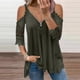 thumbnail image 2 of Blusas Para Mujer Elegantes, Informales, de Talla Grande, Blusas, Camisas Con Hombros Descubiertos, Encaje, Media Mangaｖ, Cuello Con Cremallera, Camiseta Hueca, Blusa Odeerbi  ODB154503, 2 of 8