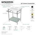 thumbnail image 4 of Kingston Brass VPB24187W48 Sheridan 24" Ceramic Console Sink with Stainless Steel Legs and Glass Shelf (4-Inch, 3-Hole), White/Brushed Nickel, 4 of 5