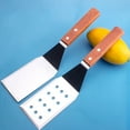 Reheyre Stainless Steel Frying Spatula with Wooden Handle Nonstick Hamburger Turner Steak
