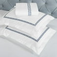 thumbnail image 4 of Superior Harrison Embroidered Cotton Duvet Cover Set, Full/Queen, White/Navy Blue, 4 of 10