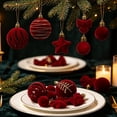 thumbnail image 3 of 35-Piece Burgundy Christmas Ornament Set, Red and Gold Glitter Christmas Balls, 2.36 Inch Shatterproof Tree Ornaments with Stars and Bows, 3 of 6