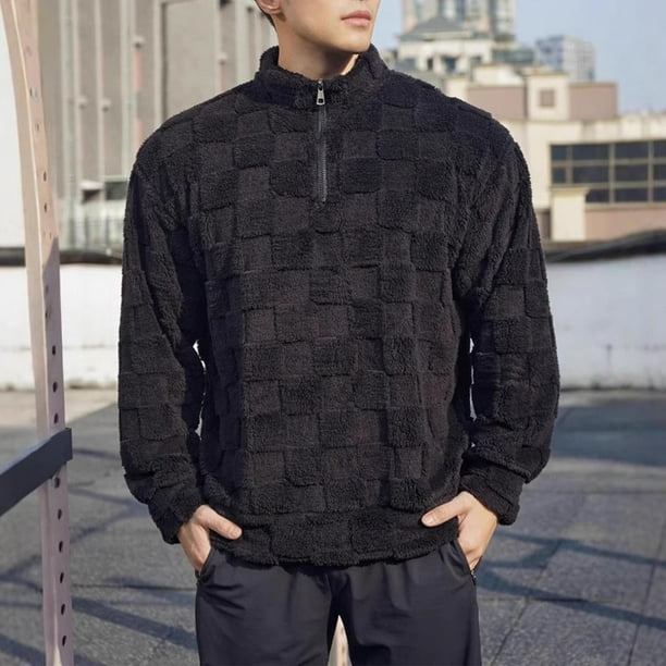 Blusa y camisa de manga larga con cuello alto para hombre, traje de entrenamiento con media cremallera, deportiva e informal, color sólido, blusa de manga larga para hombre, poliéster