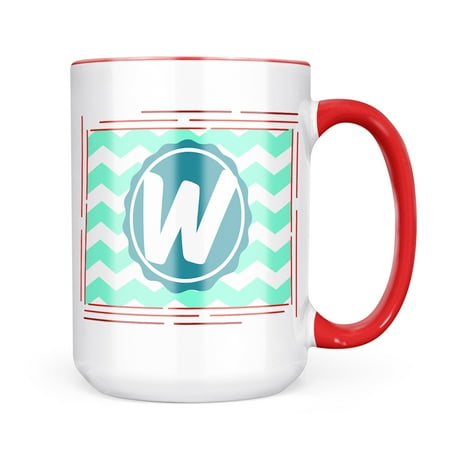 

Neonblond Monogram W Mint Green white Chevron Mug gift for Coffee Tea lovers