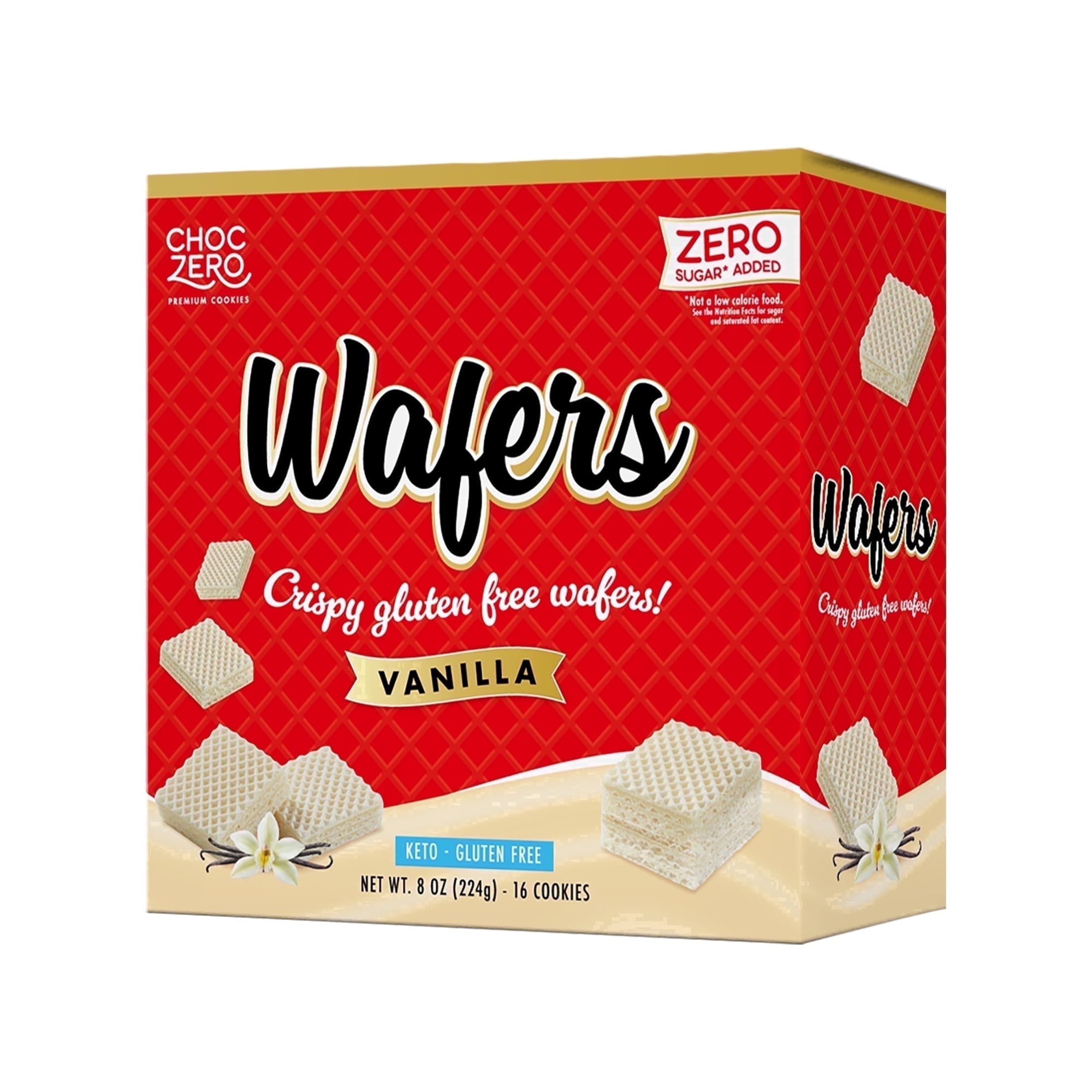 ChocZero Sugar Free Vanilla Wafer Cookies, No Sugar Alcohols, Keto, Gluten Free, 8 oz Box