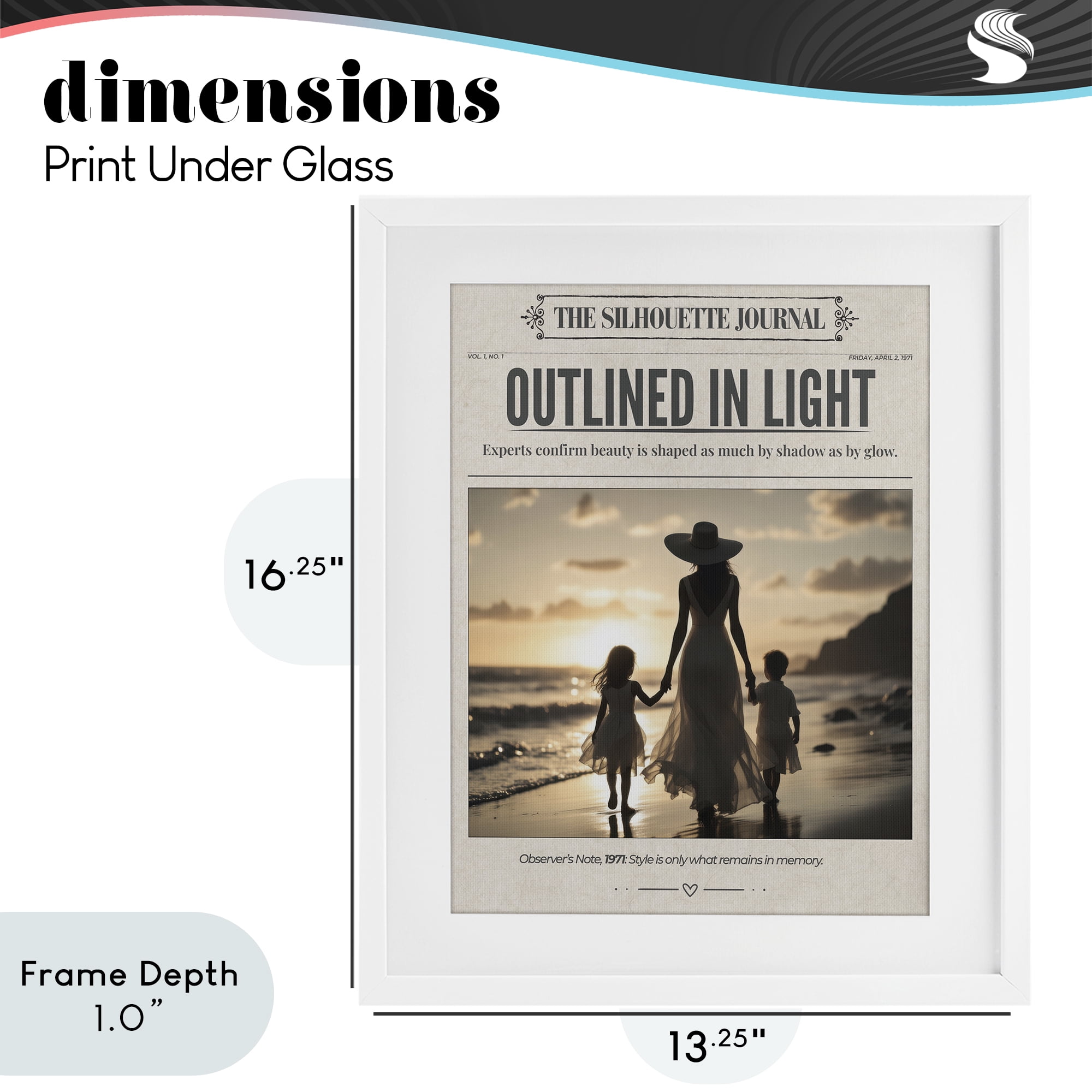 Stupell Industries Outlined In Light Newspaper White Framed Print Under Glass, design by A Barefoot Stylist
