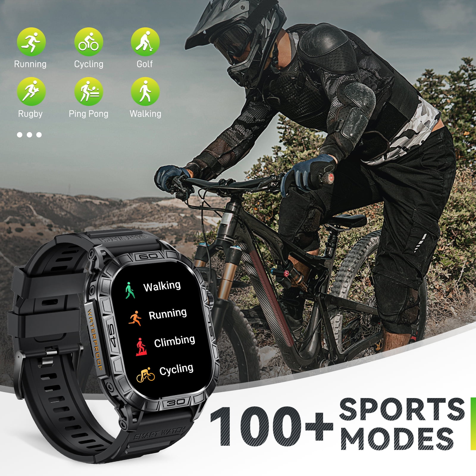 PAKRYS Smart Watch for Men, 1.96" AMOLED Full Touch Smartwatch, IP68 Fitness Tracker Step Counter Sports Watch for iOS Android