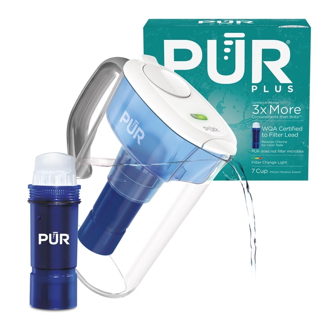 Jarra de agua PUR Plus de 7 tazas con filtro reductor de plomo, color blanco