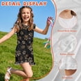 thumbnail image 5 of ZIATUBLE4S Leopard Paw Print Girls Summer Romper Ruffle Cap Sleeves One-Piece Short Jumpsuit Soft Comfort Kids Casual Playsuit with Pockets for 5-6 Y, 5 of 6