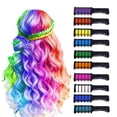thumbnail image 1 of Tiza para el cabello de 10 colores para niñas lavable para el Día de los , para regalos de Color de cabello DIY usos amplios tinte de Color shamjiam Peine de tiza para el cabello, 1 of 9
