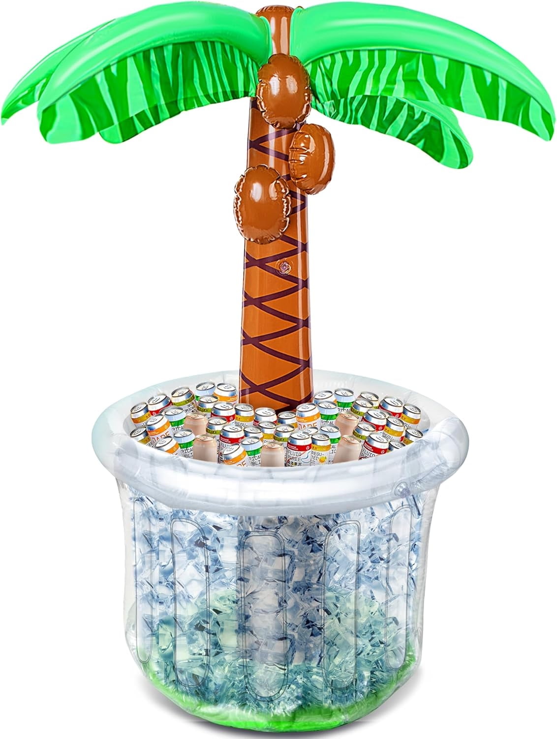 Joyfy 60" Inflatable Palm Tree Ice Chest Cooler,Luau Party Decorations,Summer Outdoor Drink Cooler with Drink Holder