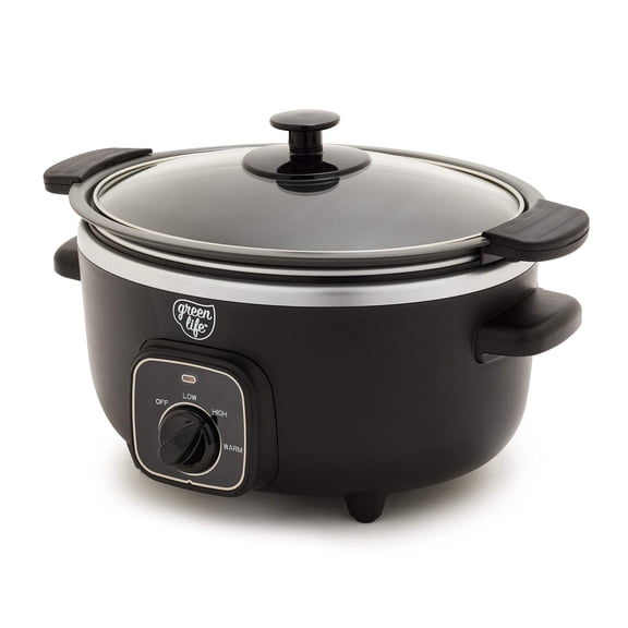GreenLife 3.5QT Slow Cooker, Non-Toxic Ceramic Nonstick, Black