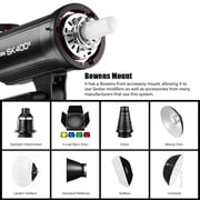 SK400II 400Ws Photo Studio Strobe Flash Monolight Light with Bowens Mount,Clear LCD Panel,5700±200K Strobe Light for Studio, Shooting, Location, Portrait Photography-110V