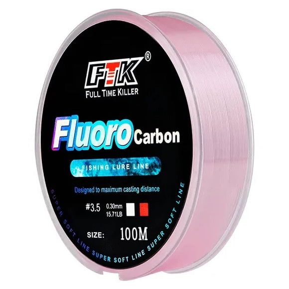 100m fluorocarbon bait fishing line, carbon fiber fly fishing, wild fishing, sea fishing, fishing accessories, tools, outdoor pink 1.5-0.20mm-7.15LB