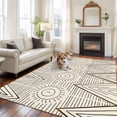 thumbnail image 2 of Large Area Rugs for Living Room Bedroom, Black Beige Boho 5'x8' Rug Washable Carpet Runner Indoor Outdoor, Vintage Ethnic Tribe Abstract Art Non Slip Floor Mats Rug for Kitchen, Bathroom, 2 of 8