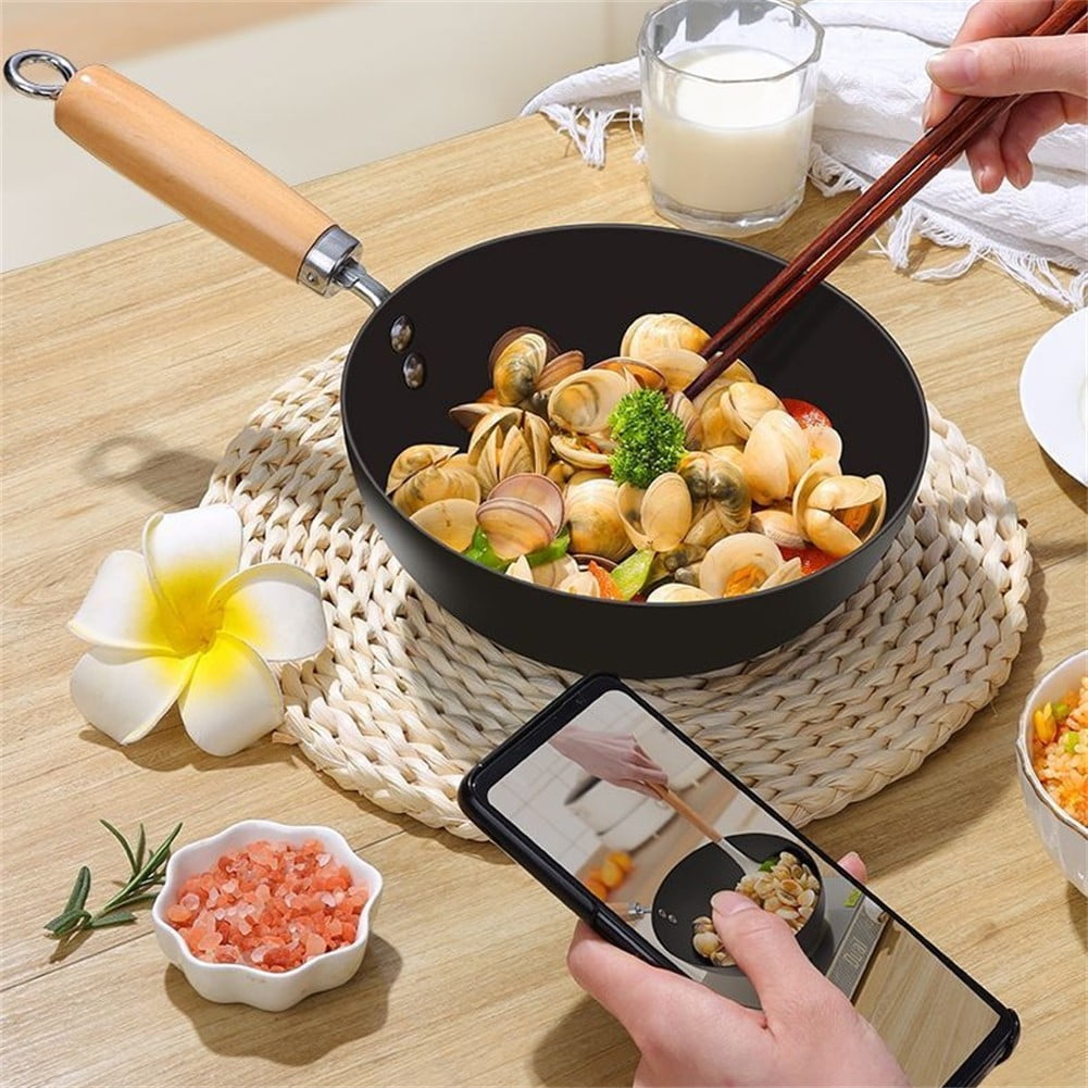 Non-stick Frying Pan for Flat Bottom Wok Iron Pots Kitchen Cookware With Glass Cover