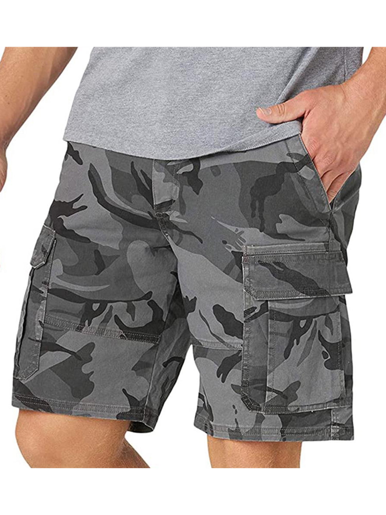 Mens Army Camouflage Cargo Elasticated Shorts Cotton Combat Half Pants Plain 3xl 