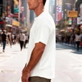 thumbnail image 4 of DPTALR Men's Waffle Knit Henley T-Shirt,Short Sleeve Casual Button Neck Top,White,Big Men's,Tall Men's XL,Young Men's Shirts, 4 of 5