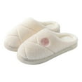 thumbnail image 3 of Diamond Quilting With Two Tone Slippers Women Fuzzy House Slippers With Memory Foam Slip On House Shoes Warm Cozy Slipper Indoor Washable Bedroom Shoes White 40, 3 of 7