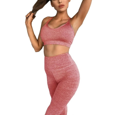 

MERSARIPHY Women Vest Bra Slim Pants Sport Gym Yoga Clothes Set
