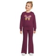 thumbnail image 2 of Wonder Nation Girls Fleece Pullover Top and Flare Sweatpants Set, 2-Piece, Sizes 4-18 & Plus, 2 of 5