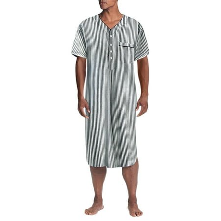 WEAIXIMIUNG T-Shirts pour Hommes Manches Courtes Abaya Rayé avec Poche Design Décontracté Long