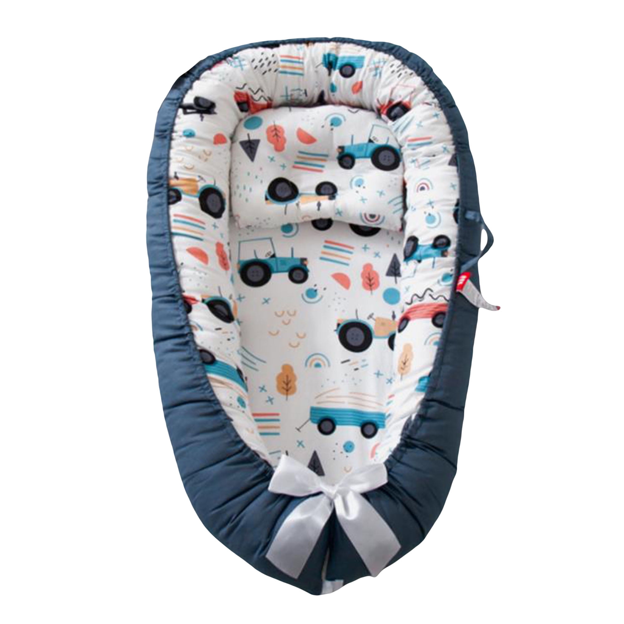 Baby Nest Bed with Pillow Portable Crib Travel Bed Infant Toddler Cotton Cradle Floral Print