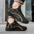 thumbnail image 4 of CORASUN Men's Low-Profile Casual Sports Shoes, Breathable Mesh Sneakers with Gold Accents, Lightweight Walking Shoes for Gym and Daily Commute, Black, 4 of 10