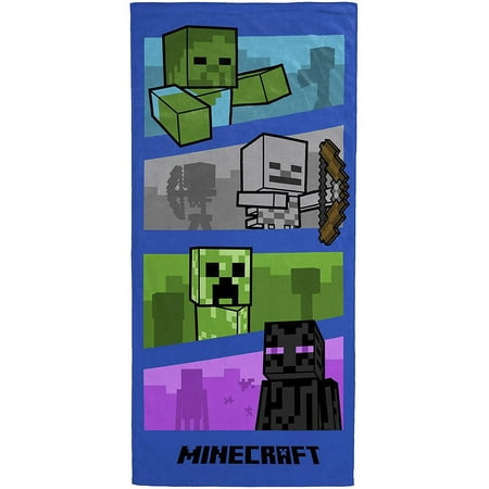 **minecraft adventure is an attitude gamer bath/pool/beach towel - super soft & absorbent fade resistant cotton towel, measures 28 x 58 inches (official minecraft product)