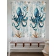 thumbnail image 5 of Teal Octopus Coastal Living Room Curtains 72 Inches length, Summer Beach Vintage Nautical Window Treatment Curtain Drapes, Light Filtering Drapes for Bedroom Laundry Room, 52"x72", 2 Panels, 5 of 7