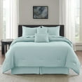 thumbnail image 3 of Lux Decor Collection Queen Seersucker Bedding Comforter Set – All-Season 10 Piece Bed in a Bag Includes Comforter, Sheets, Pillow Shams, Bed Skirt & Decorative Pillows for Ultimate Comfort, Aqua Blue, 3 of 7