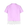 thumbnail image 3 of Jalioing Girls Summer Shirt Short Sleeve Crew Neck Fashion Blouse Tops Flowy Lace Trim Tunic Tops Kids Clothes, 3 of 4