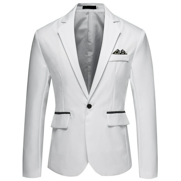 BOBOGOJP Blazer Jacket for Men Big and Tall One Button Blazer Dress Business Wedding Party Jacket (White,5XL)