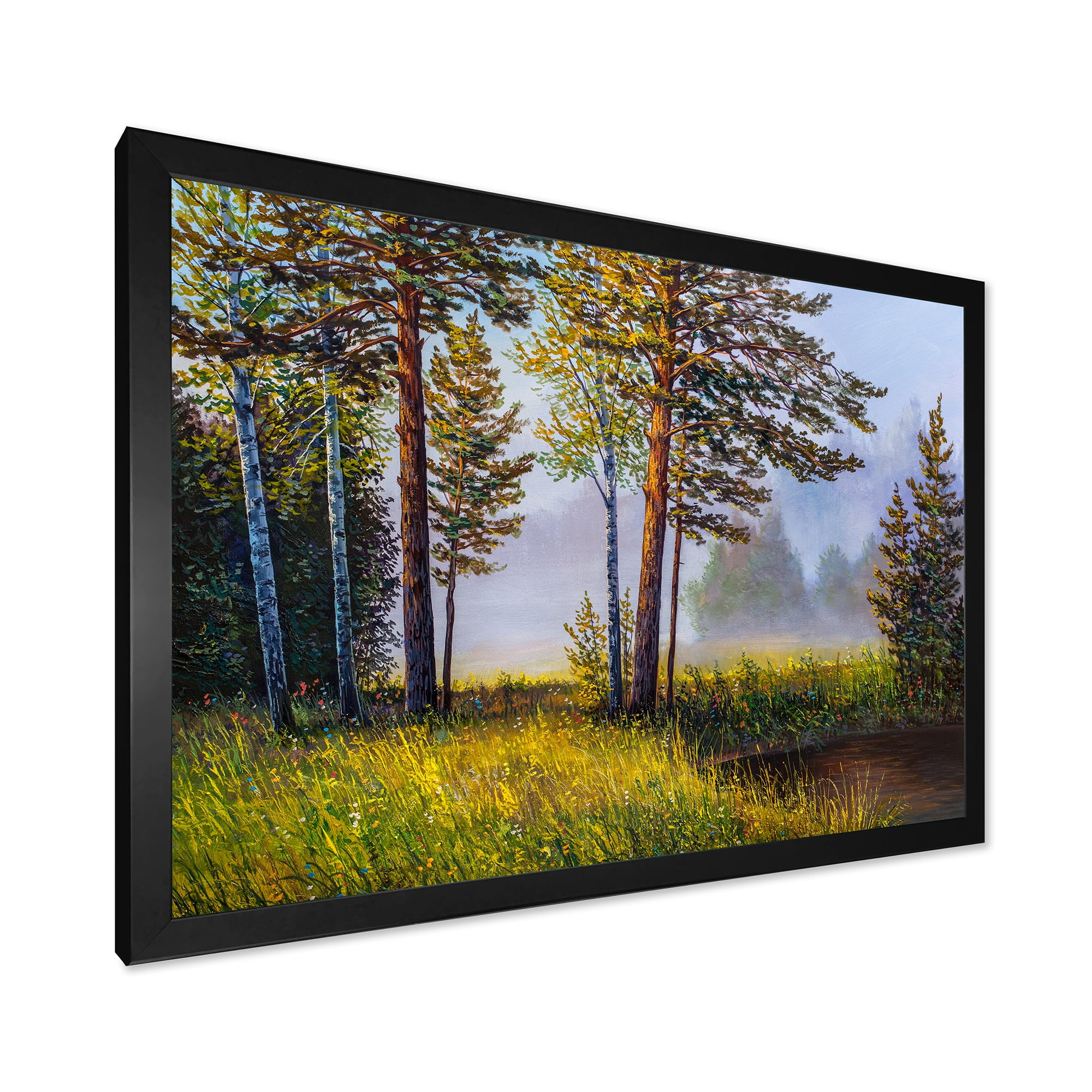 Designart 'Subtle Sunset Light Through The Trees III' Lake House Framed Art Print