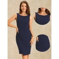 thumbnail image 2 of DARING DIVA Boat Neck Sleeveless Ruched Pencil Dress S Dark Blue, 2 of 6