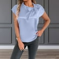 thumbnail image 2 of Women's Elegant Bow Neck Satin T Shirt Casual Blouse Summer Spring Top Tee Ribbon Collar Comfortable Stylish Fashionable, 2 of 2
