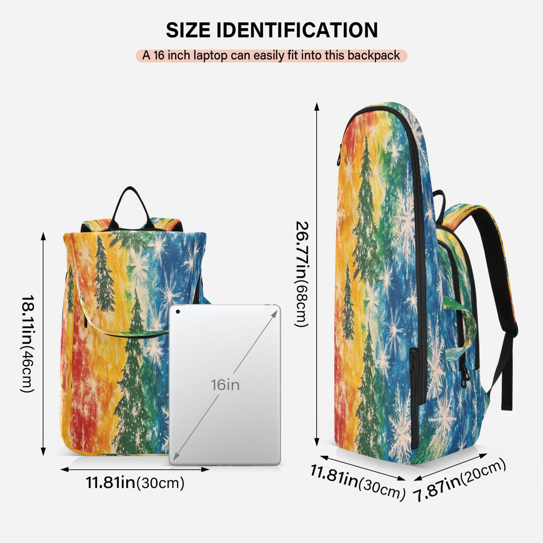 2 Racquet Holder Tennis Backpack Tennis Racket Covers Gym Bags Snowflake Rainbow