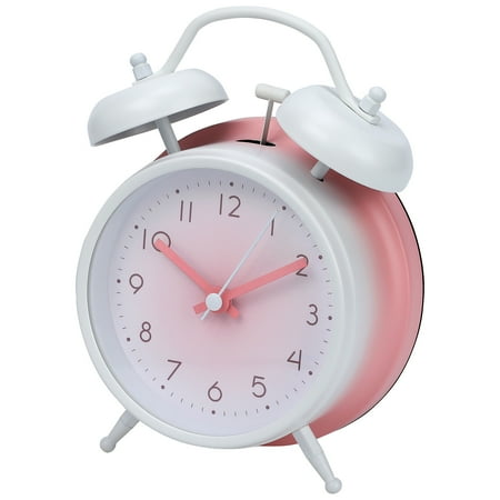 REGALWOVEN Gradient Design Alarm Clock, Traditional Dual Bell Design, Loud Alarm, for Bedroom Pink 4 . 6 "L x REGALWOVEN Gradient Design Alarm Clock, Traditional Dual Bell Design, Loud Alarm, for Bedroom Pink