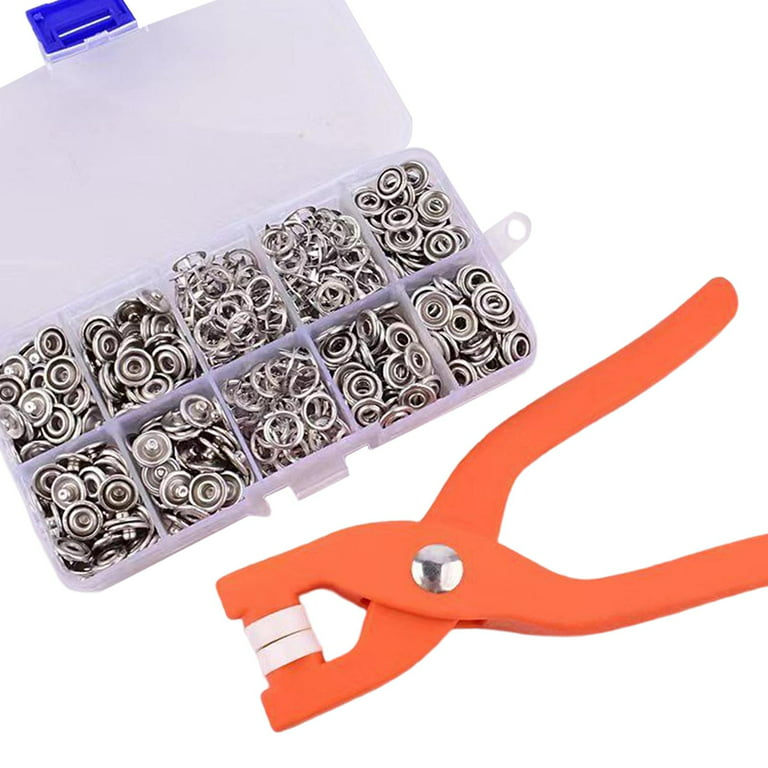 100 Set Snap Fasteners Tool Kit Hollow and Solid Metal Prong Snaps Buttons  with Setting Tool for Clothing Crafting Sewing