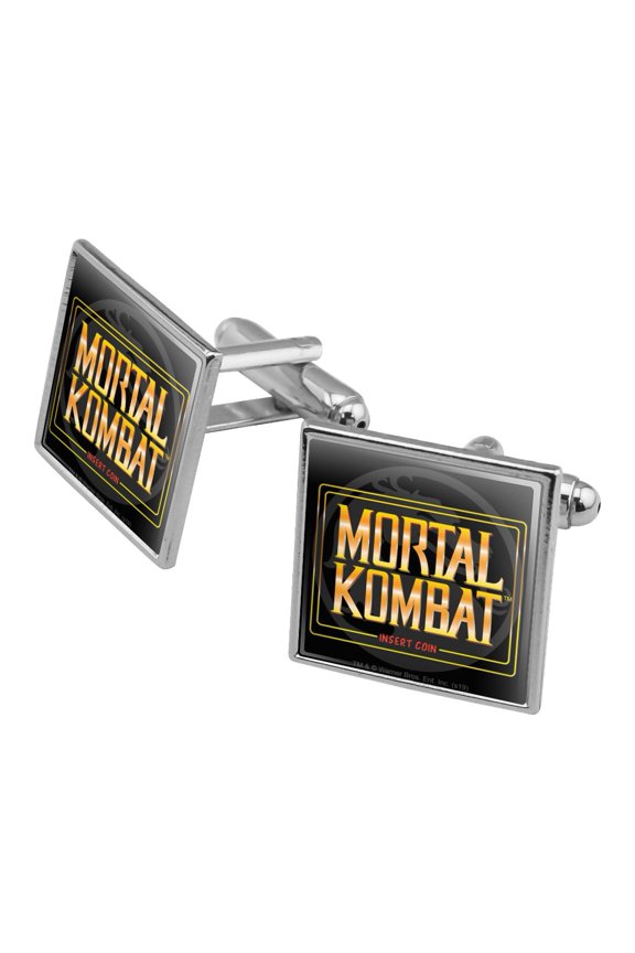 Mortal Kombat Insert Coin Square Cufflink Set - Silver or Gold