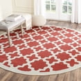 thumbnail image 3 of SAFAVIEH Courtyard Amanda Geometric Indoor/Outdoor Area Rug, 7'10" x 7'10" Round, Red/Bone, 3 of 10