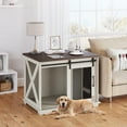 thumbnail image 5 of Kojooin Classic Sliding Barn Door Dog Crate End Table with Removable Divider, Flip Top Opening for Adult Dogs, 5 of 6