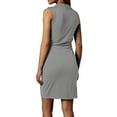 thumbnail image 4 of WTOBBY Women's Sleeveless Bow Belt Asymmetrical Hem Round Neck Casual Elegant Cocktail Dress,Light Gray XL, 4 of 4