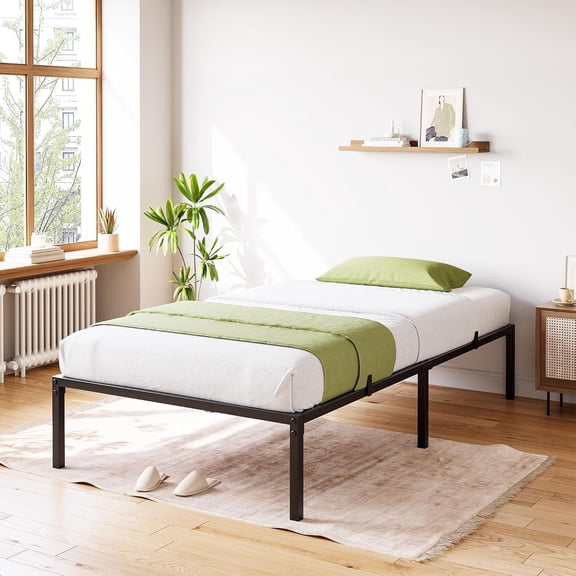 14-Inch Twin Size Bed Frame - Heavy Duty Metal Platform Bed with Under-Bed Storage, No Box Spring Needed, Strong Bearing Capacity, Easy Assembly