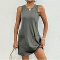thumbnail image 5 of WIZUTIZ Sundresses for Women Baggy Casual Mini Dress Solid Peplum Dress Crew Neck Sleeveless Shift Dress for Womens Cotton Pockets Loose Fit Work Dress Gray XXL, 5 of 6