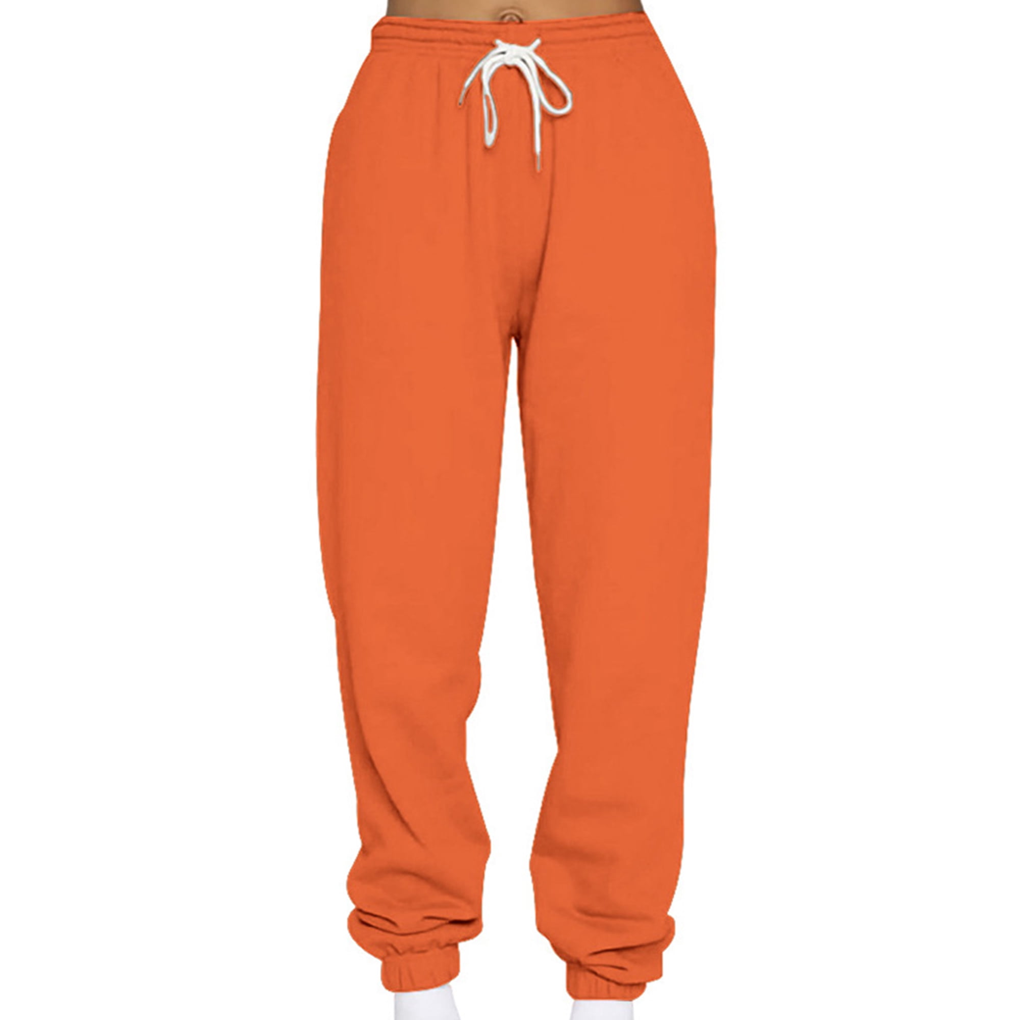 LUXUR Women Jogger Sets Long Sleeve Two Piece Outfit Solid Color Tracksuit Set Athletic Sweatsuits V Neck Sweatshirt And Sweatpant Orange S Walmart